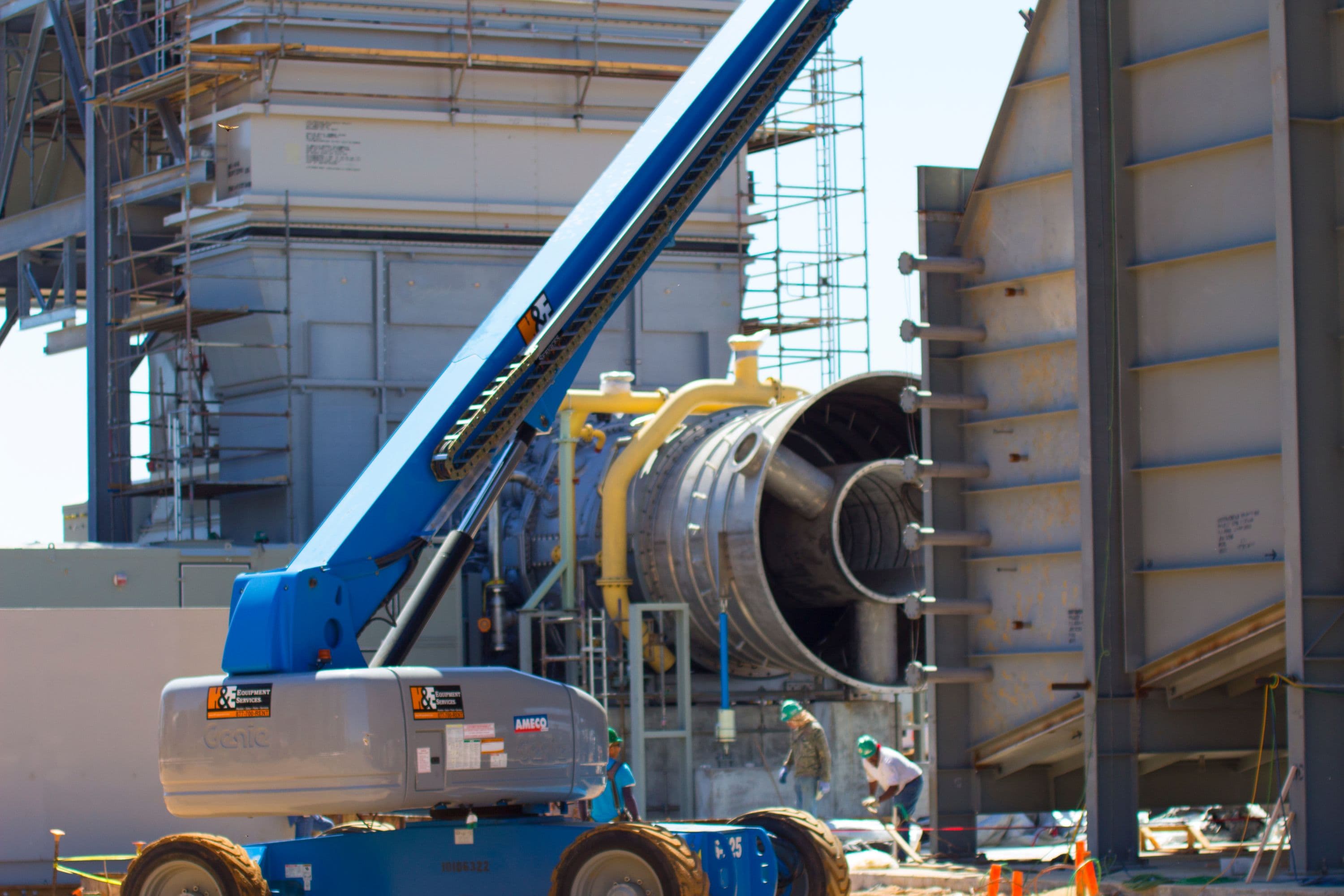 Construction equipment and workers