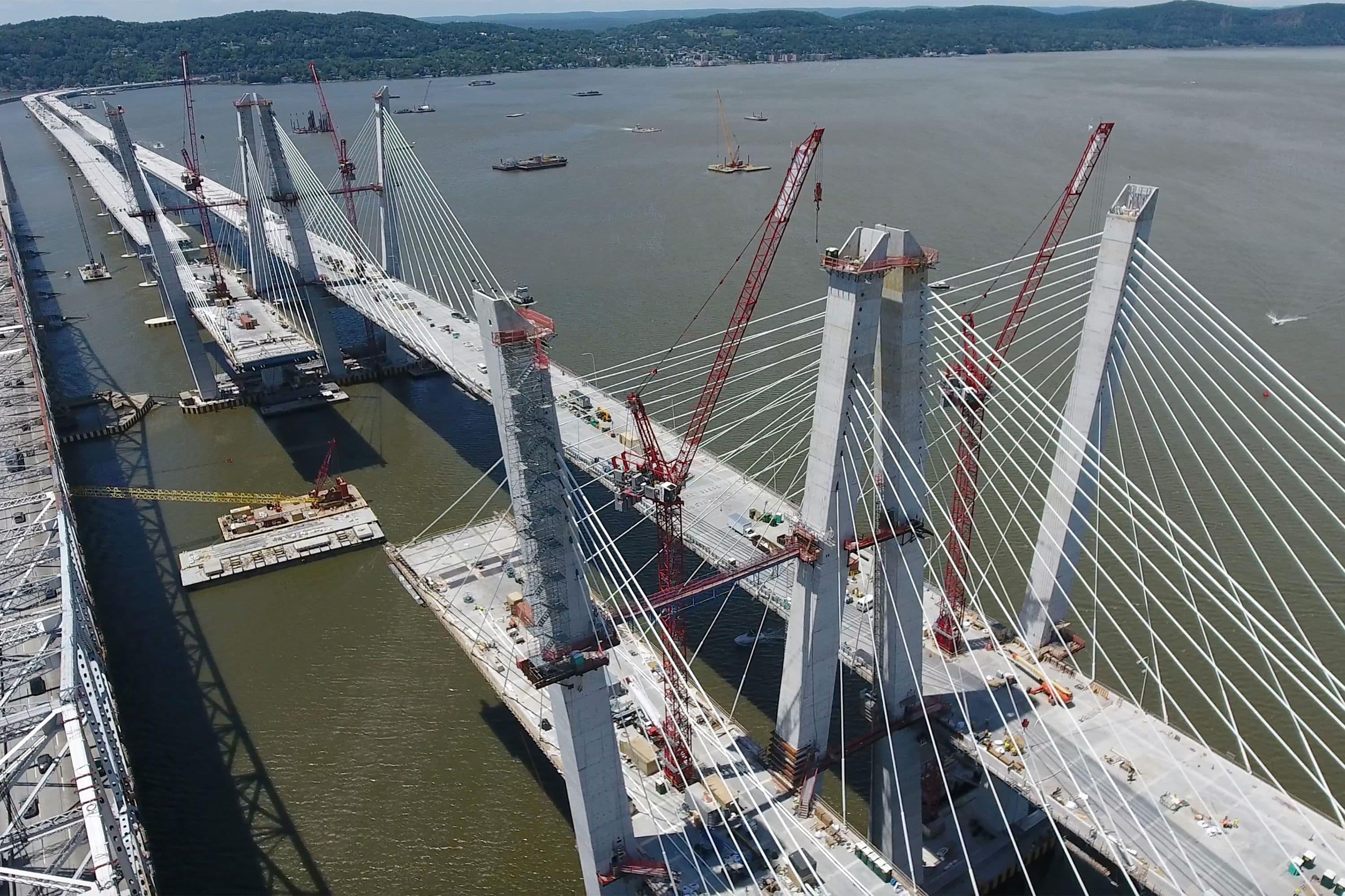 Aerial view of bridge construction
