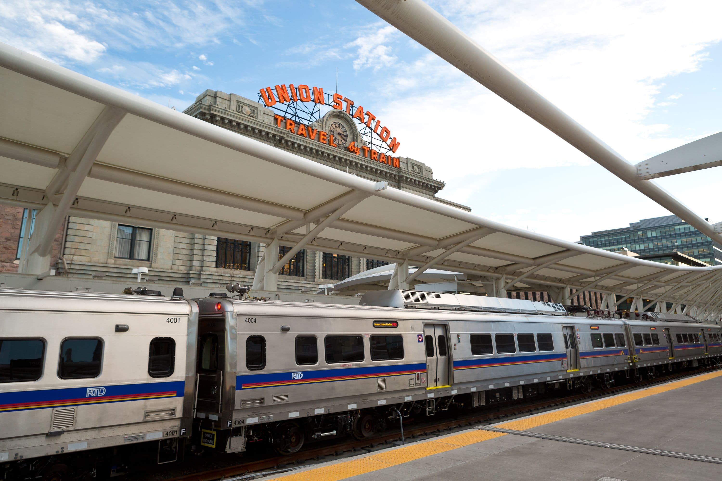 First train cars delivered to Union Station in Denver, Colorado