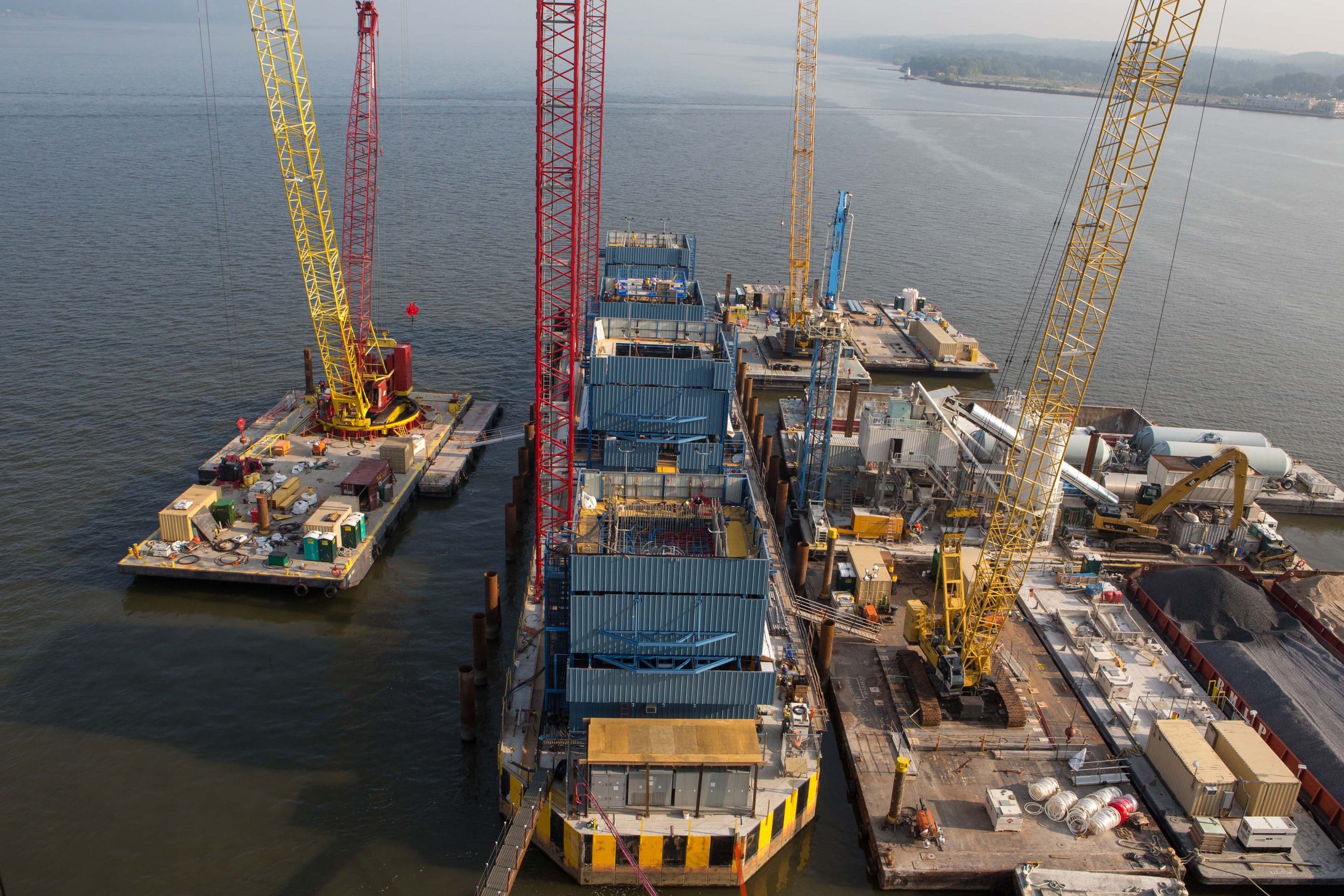 Four towers will be constructed on this football-field-length main span pile cap.