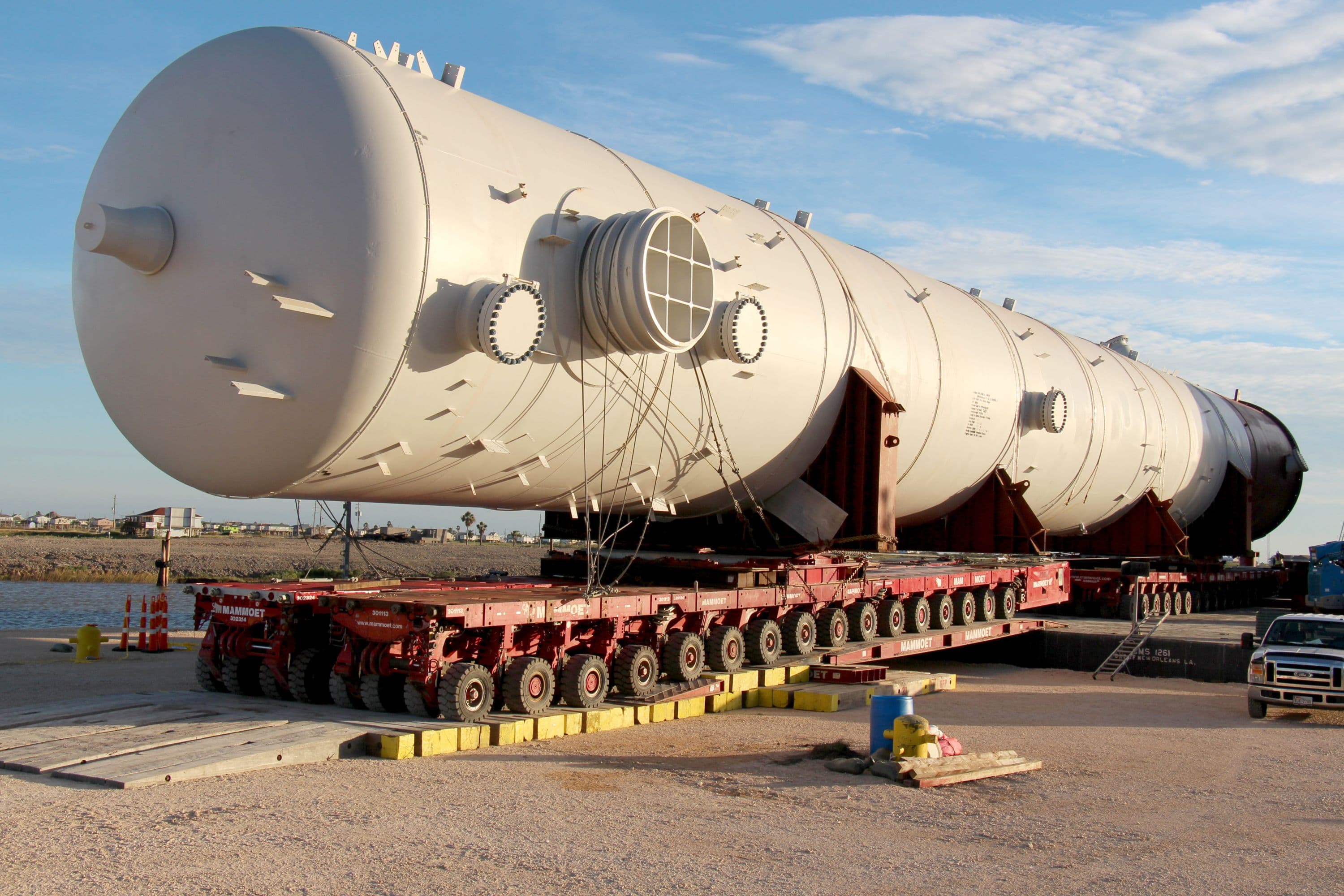 Rolling T-620 off of barge