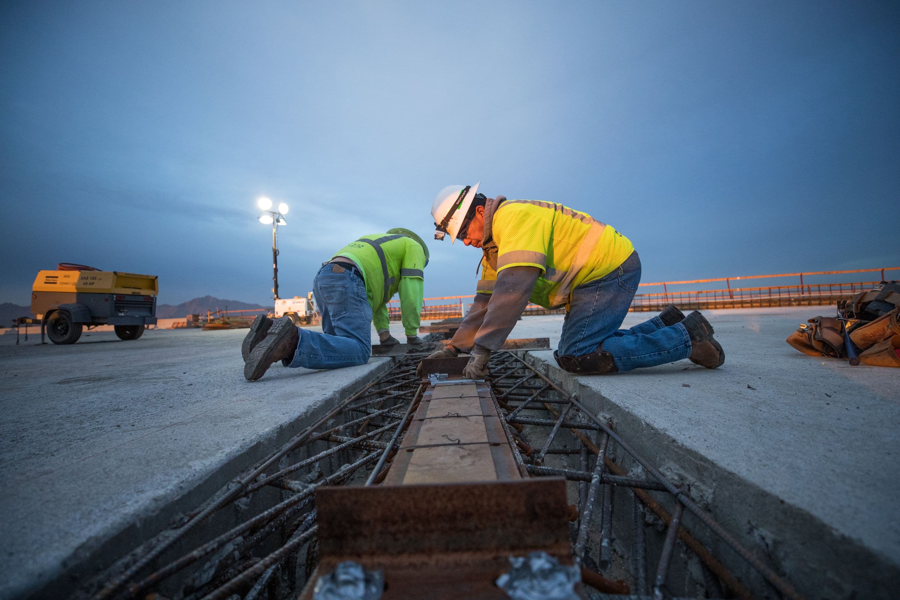 Salt River bridge crew working on rebar