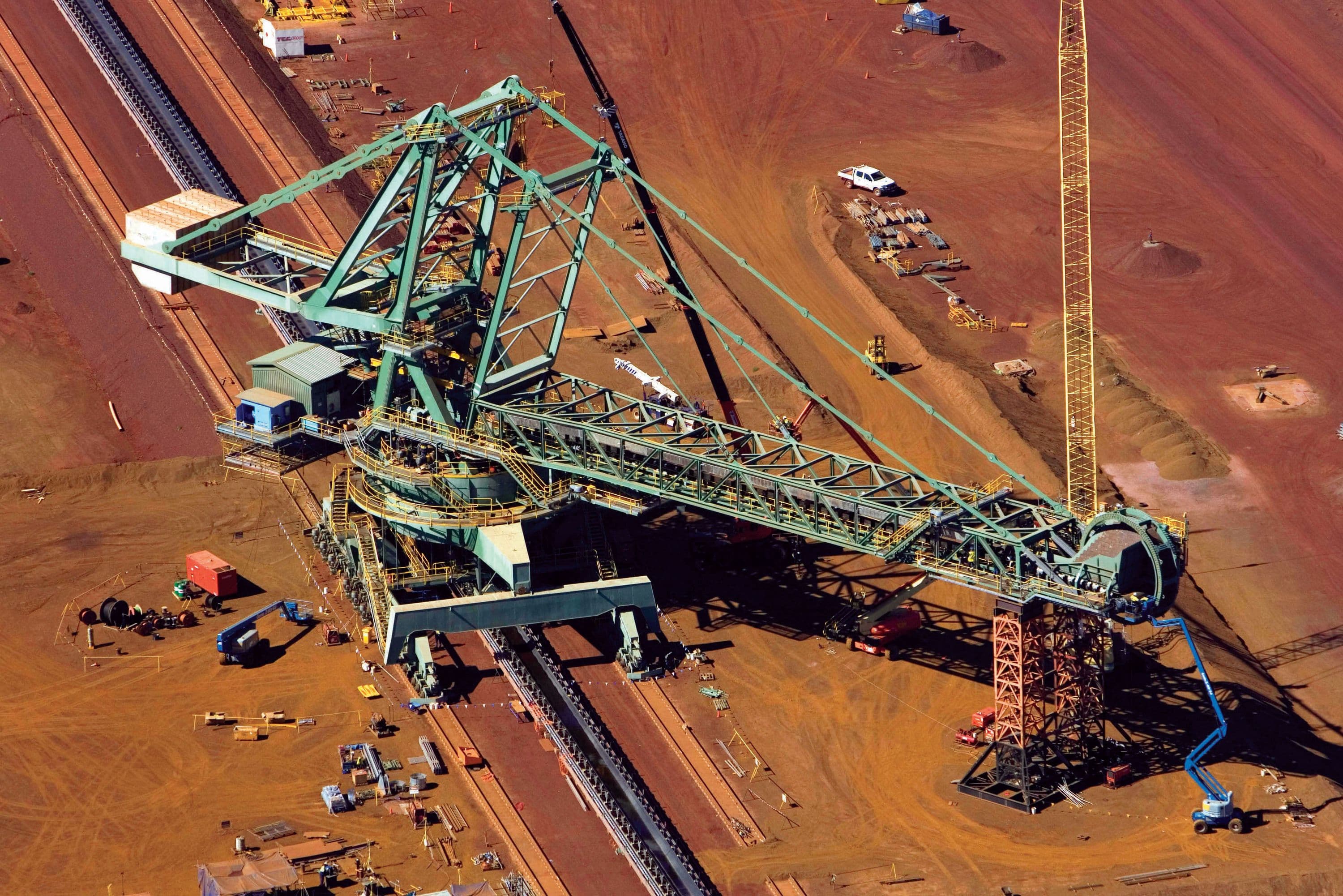 Close-up aerial view of construction site