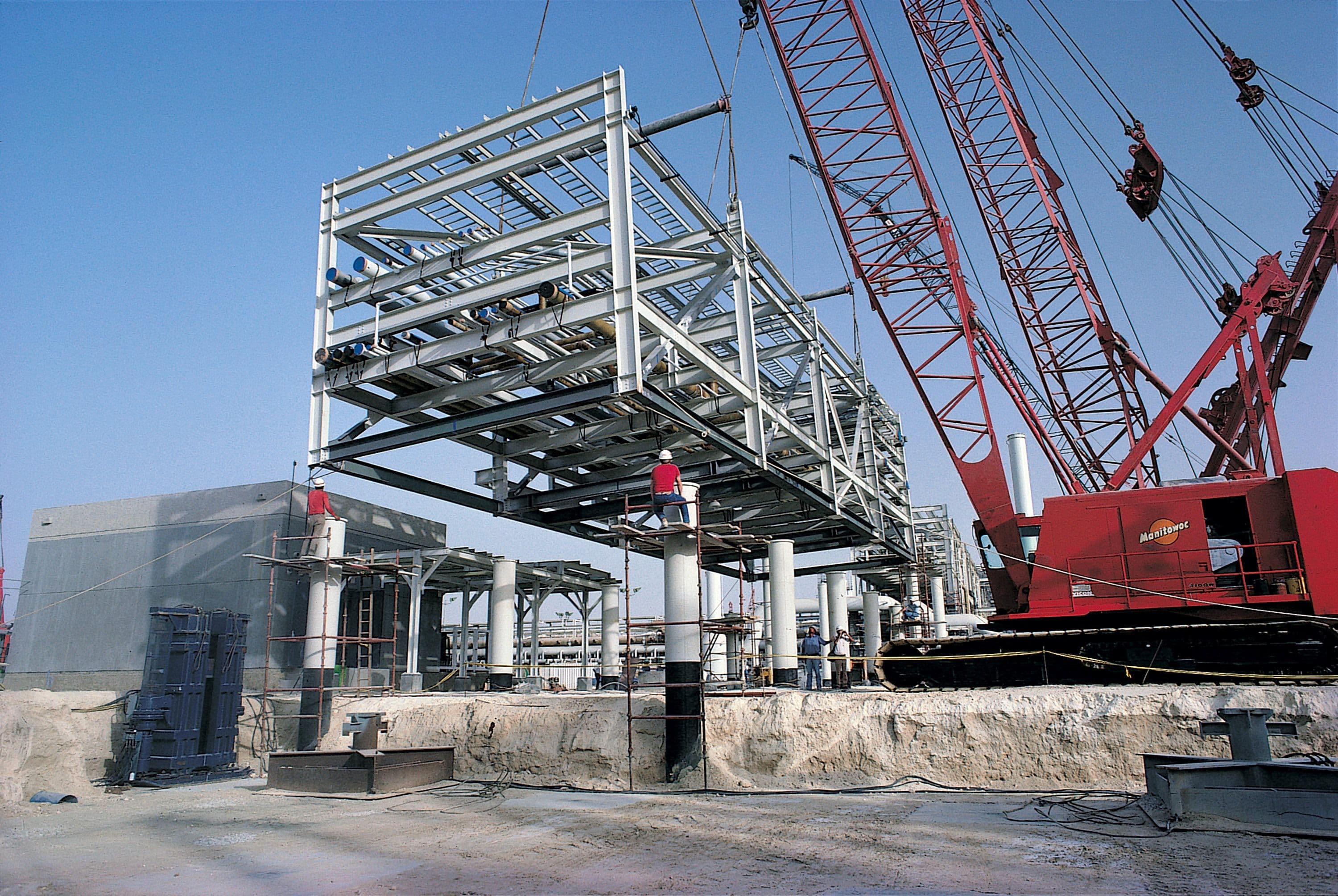 Module being positioned into place by crane