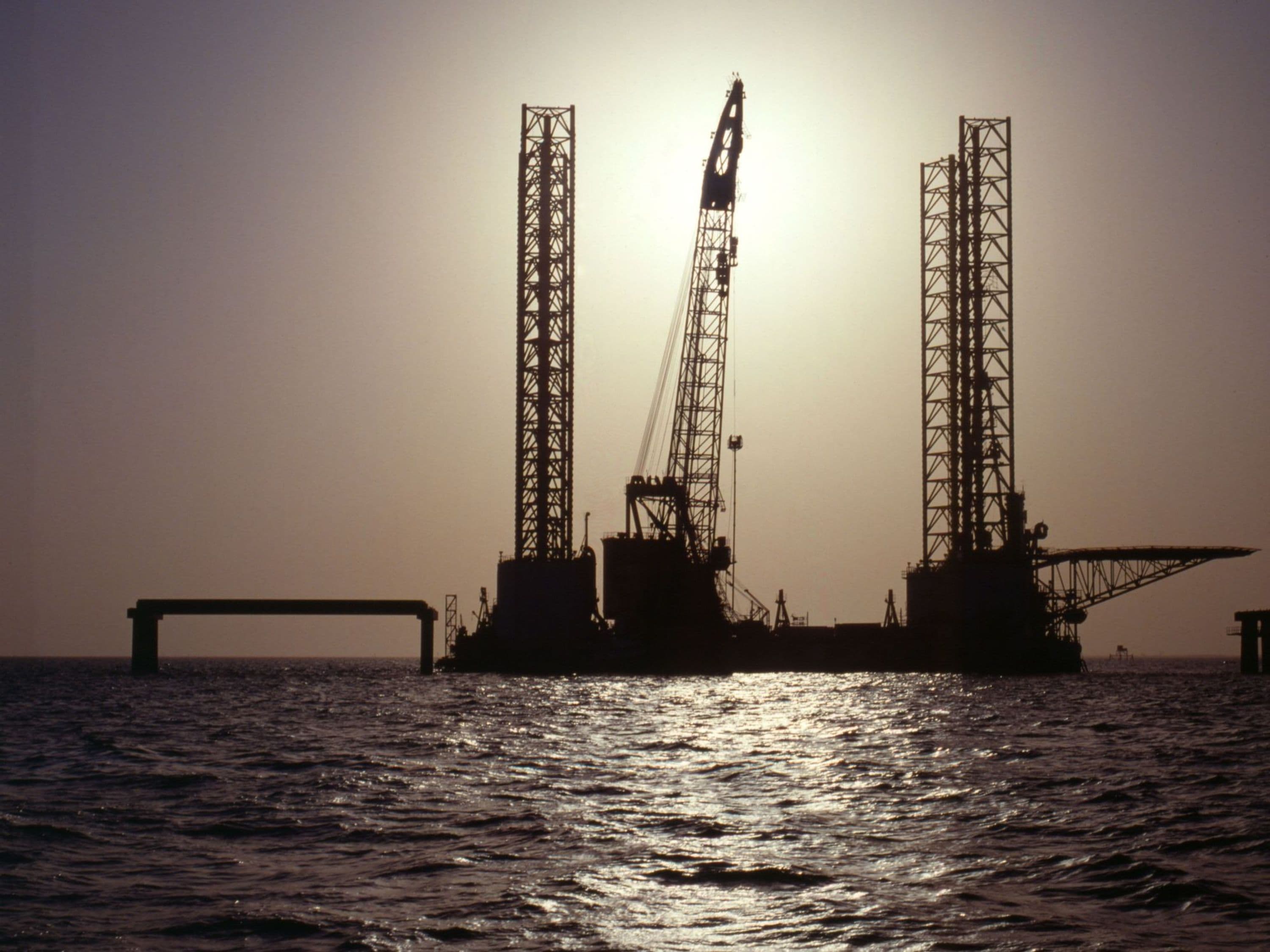 Offshore construction by sunset