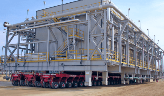 Large module being transported on land